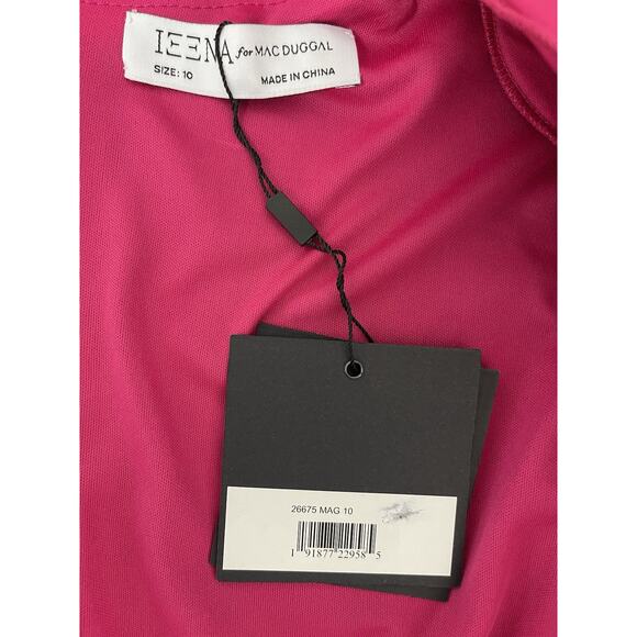 Mac Duggal Ieena 26675 Magenta Long Sleeve Satin Sheath Dress Size 10 $358 - Picture 9 of 9